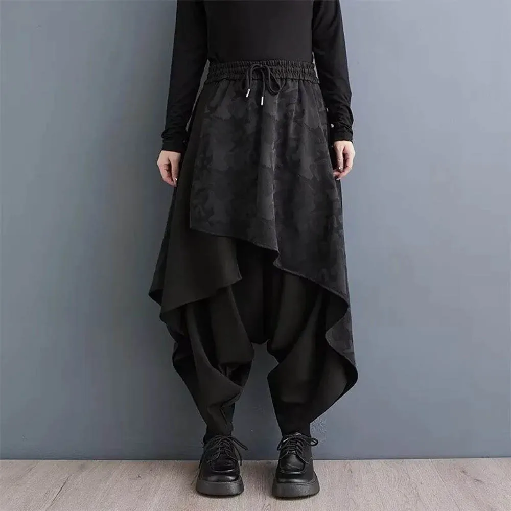 XS-5XL Autumn Skirt Pants Camouflage Layered Irregular Casual Samurai Pant Genderless Fashion Dark Gothic Wide-Leg Hakama Unisex
