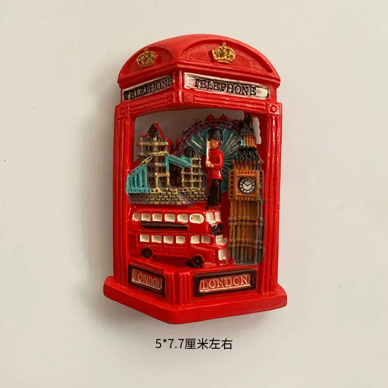 Simpatico magnete da frigorifero in stile britannico 3D, regalo souvenir adesivo magnetico ad alto valore estetico da Internet popolare rosso