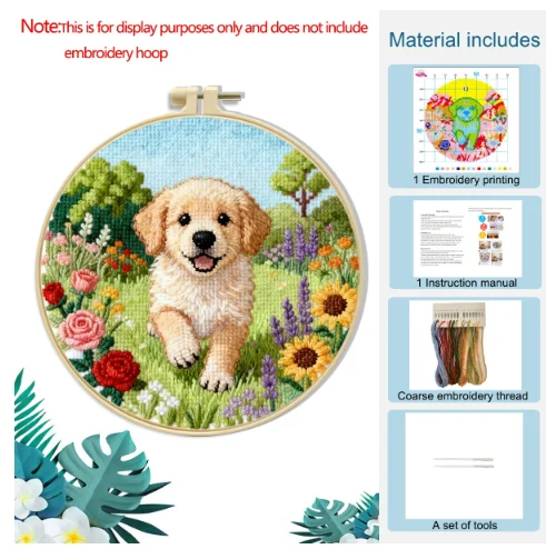 Cross-stitch small pieces border collie golden retriever husky teddy dog series fabric handmade needlework English instructions