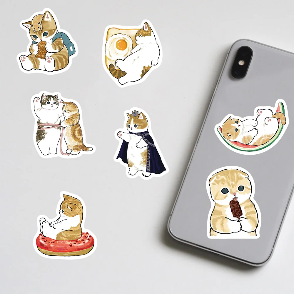 64 قطعة من ملصقات القط الأصفر الكرتونية اللطيفة للأمتعة المكتبية للهاتف والقهوة والدراجات النارية والقرطاسية والشارات الأكثر مبيعًا في أمازون ﻿
