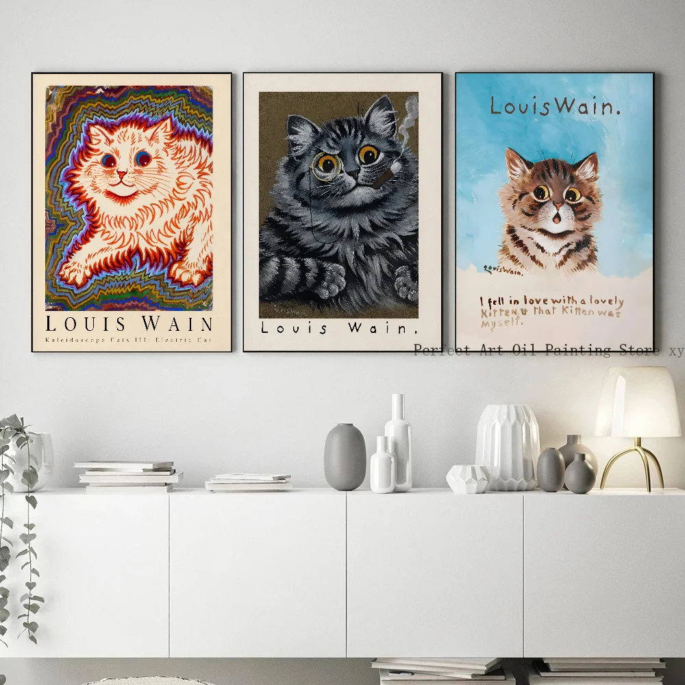 Louis Wain Ginger Kaleidoscope Cat Poster Paper Print Home Living Room Bedroom Entrance Bar Cafe Art