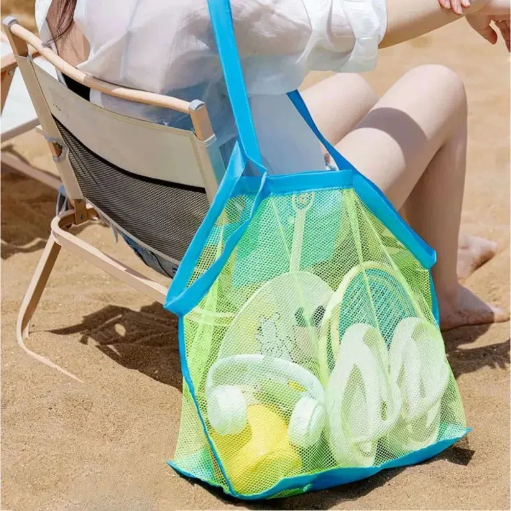 Women's Travel  Mesh Tote Large Beach Toy Storage Case Toy Storage Bag Large-capacity Hand-held Beach Pouch