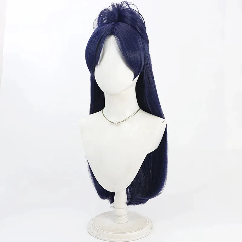 Wig Cosplay Yukishiro Honoka Futari wa Pretty Cure Cure Wig Ekor Kuda Biru Tua 60Cm Putih Rambut Tahan Panas