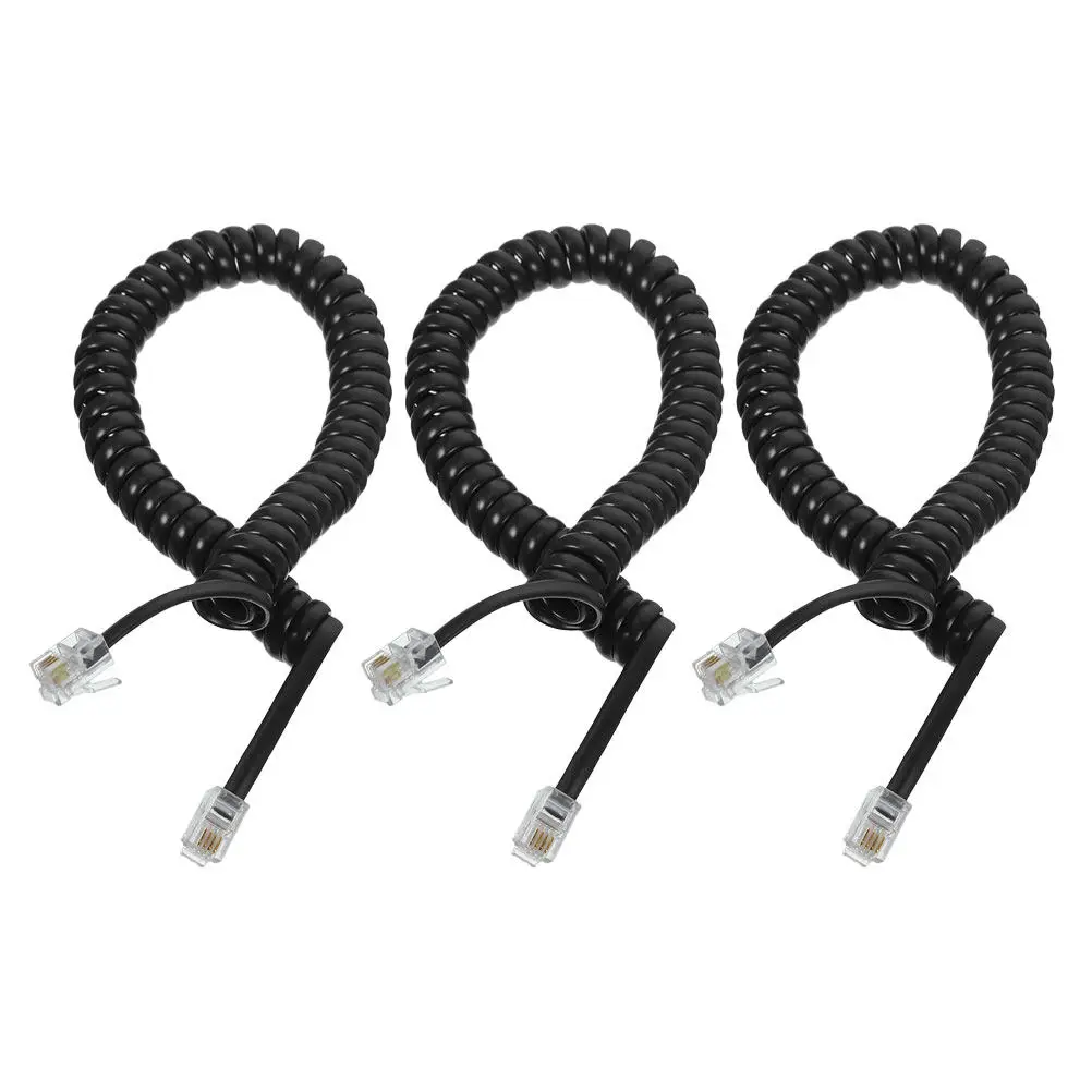 3Pcs Telephone Cords Coiled Phone Cable Adjustable Length Phone Cord for Landline Phones Stable Transmission Tangle-Free