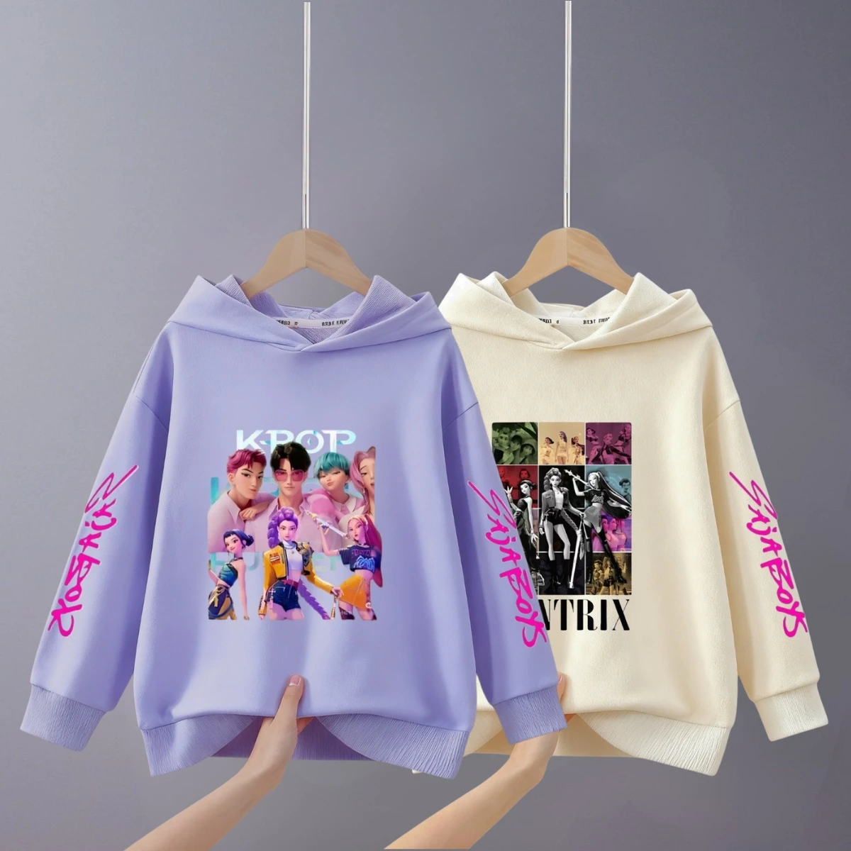

Kpop Demon Huntrix Cartoon Girls Boy Hooded Sweatshirt Children's Clothes Long Sleeved Tops Kids Fashion Casual Hoodies 1-7 Age