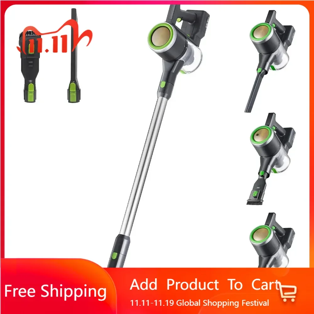 Household rod-shaped cordless vacuum cleaner, rechargeable and detachable battery, quick cleaning of LED display screen