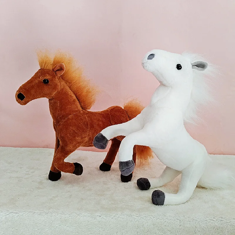 Soft Imitation Horse Plush Toy Doll Simulation Animal Stuffed Pony Doll High-quality White Horse Children Photo Props Ornaments