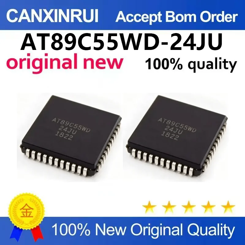 （5pcs-100pcs)Brand new original AT89C55WD-24JU AT89C55WD 51 microcontroller PLCC44 pin