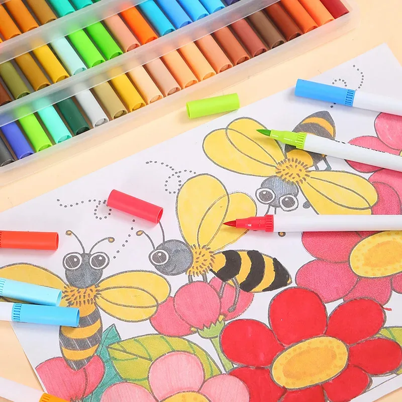 12/24/36/48/60Colors Double Head Markers Tip Art Supplies Drawing Brush Pen Colors Set For Gift Pens Pencils Writing Office Scho view 3