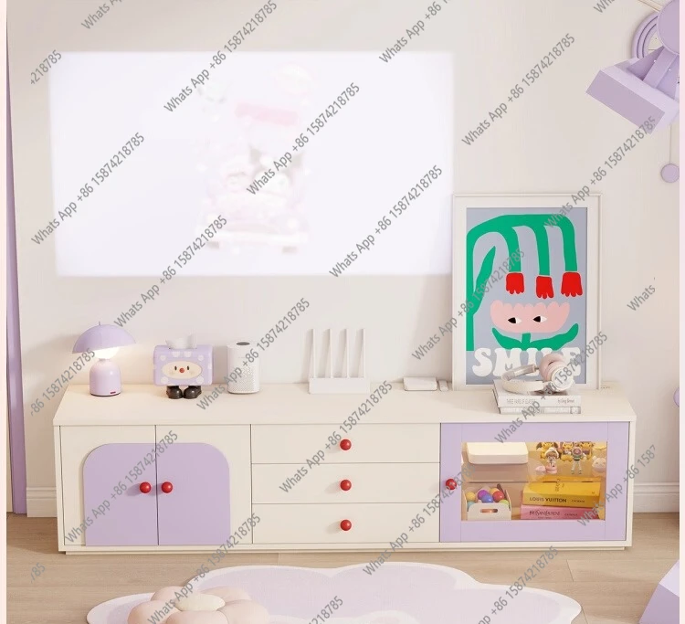 

Solid wood TV cabinet, living room, household floor-to-ceiling background cabinet, storage, contrasting color display cabinet