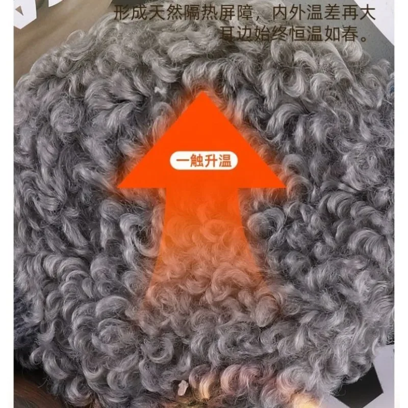 블루 코리안 스켈레톤 프리 레트로 여성용 귀마개 겨울 방풍 따뜻한 스트랩 귀여운 플러시 다용도 방한 귀마개 연인용