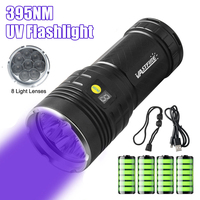 395nm UV Flashlight Powerful Ultraviolet Torch USB Rechargeable Blacklight Torch Money Ore Scorpion Fluorescent Detector