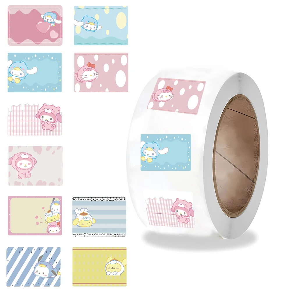 500PCS Cute Name of Sanrio Roll Sticker Notebook Skateboard Cafe Laptop Luggage Bicycle Car Phone Backpack Aesthetic Decal