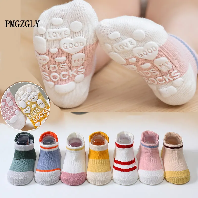 5 Paar lässige, niedliche, rutschfeste Socken für Kinder, atmungsaktiv, für Mädchen und Jungen, rutschfeste Punktkleber-Bootssocken, Baby-Low-Top-Bodensocken