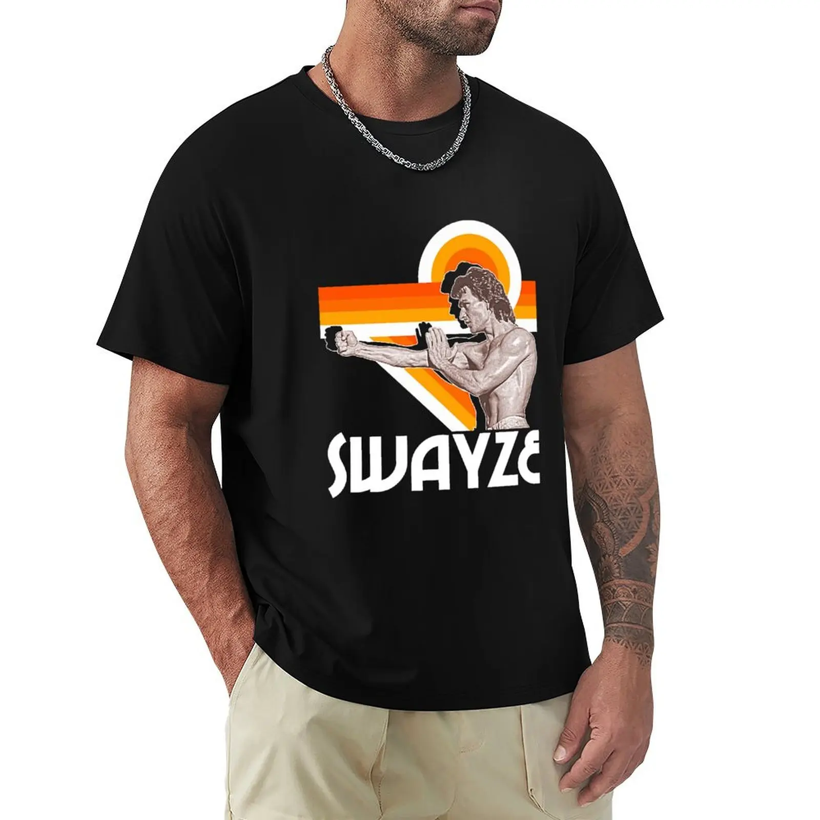 

Patrick Swayze Shirtless Hot Bod FanArt Tribute T-Shirt plus size tops anime oversizeds mens workout shirts