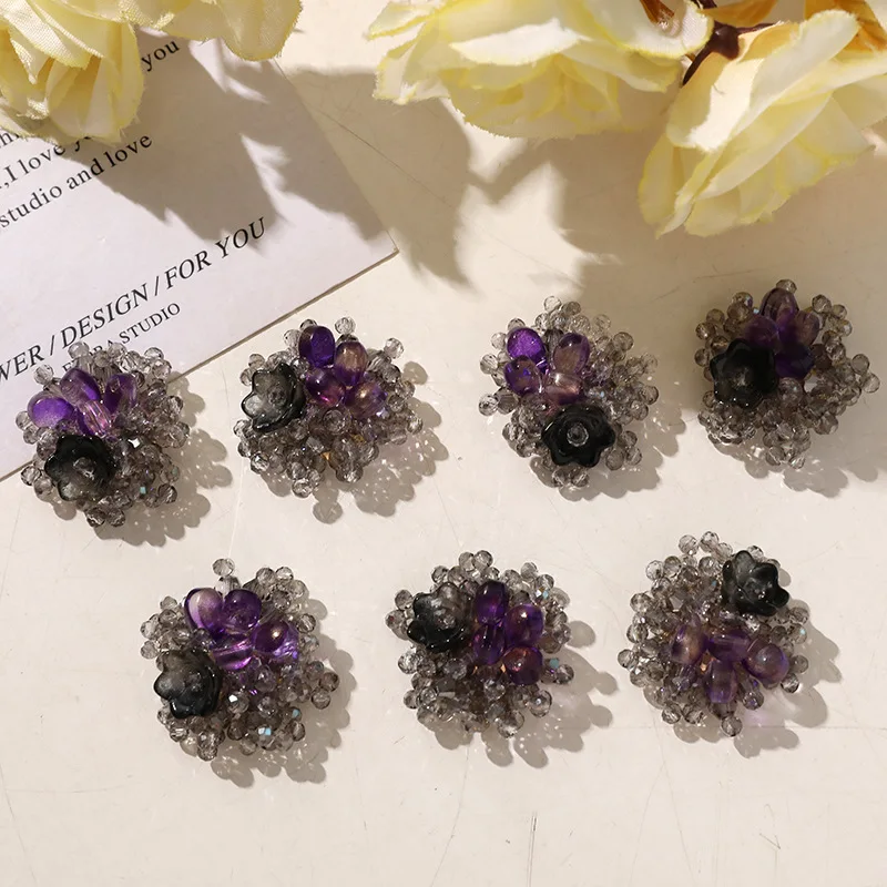 Lily of the Valley Cluster 1 Piece Dark Gradient Crystal Shoe Clip Elegant DIY Ornament for Jelly Clogs Transparent Shoes