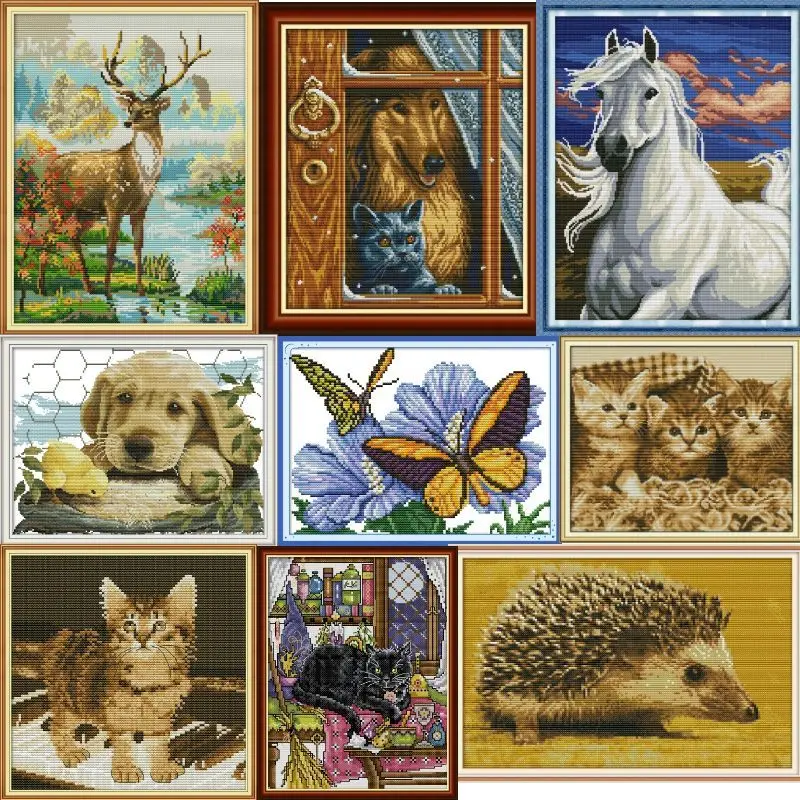 

Animals HH08-Soulgift Pre-printed Cross Stitch Kit Easy Pattern Aida Stamped Fabric Embroidery Set-Easy To Follow-Recommended