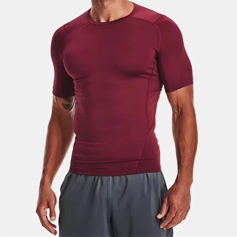 Men's Running T Shirt Summer Short Sleeve Male Sport Tops Tee Workout T-shirt Skinny Tights Gym Fitness Compression Shirts Men image 2