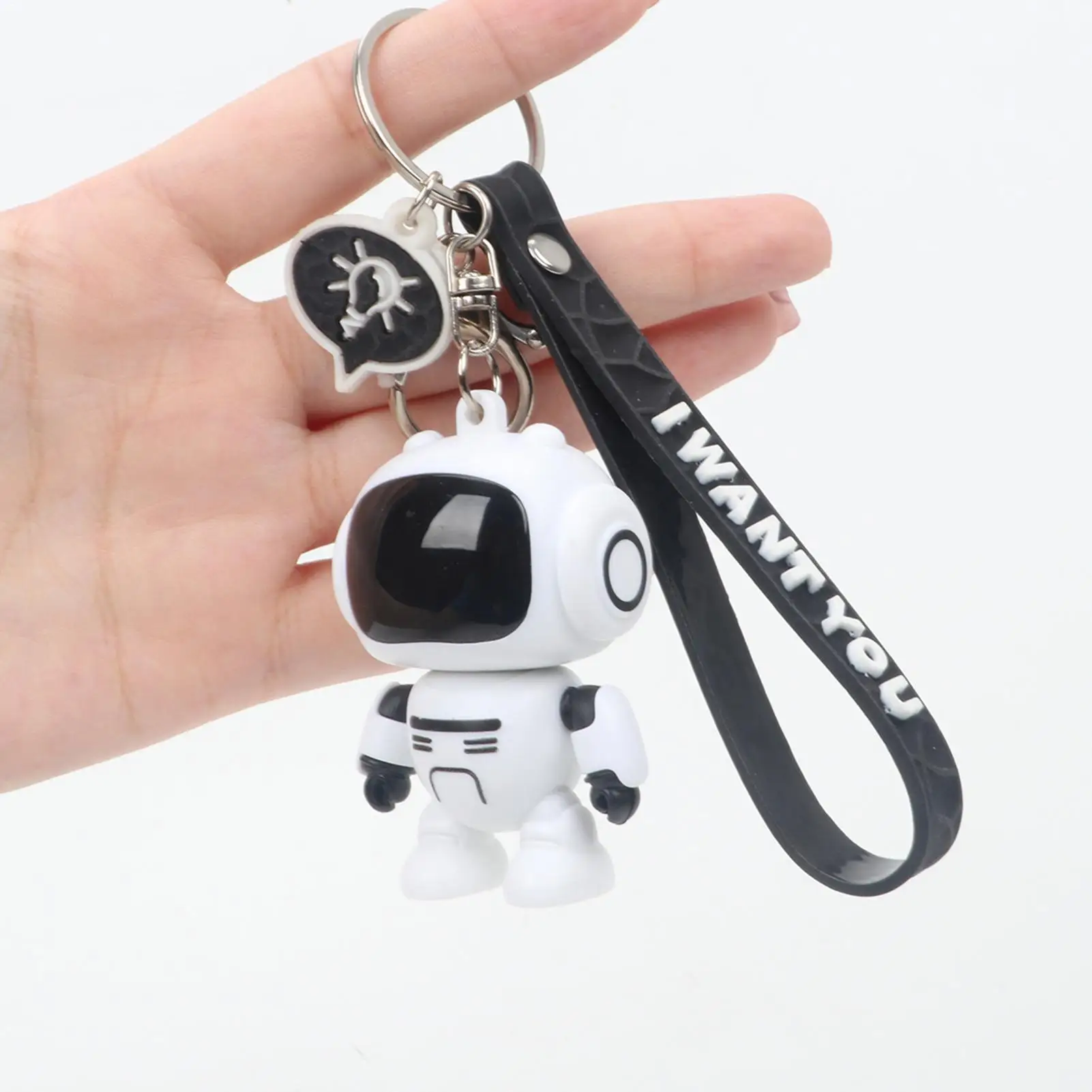 Purse Charm Joint Movable Robot Wallet Key Ring Glowing Eyes Design Keychains For Backpacks For Women Men Bag Wallet Schoolbag