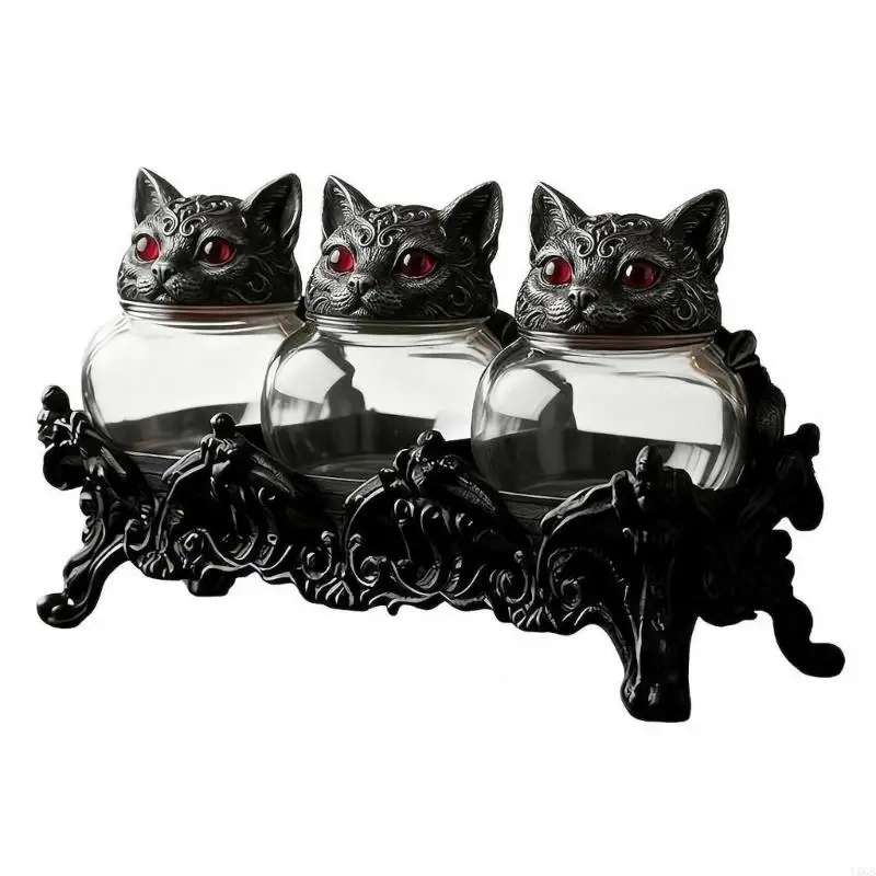Cats Head Glasses Spices Jars With Flower Holders For Kitchen Countertops Storage And Organization Y5GB 2