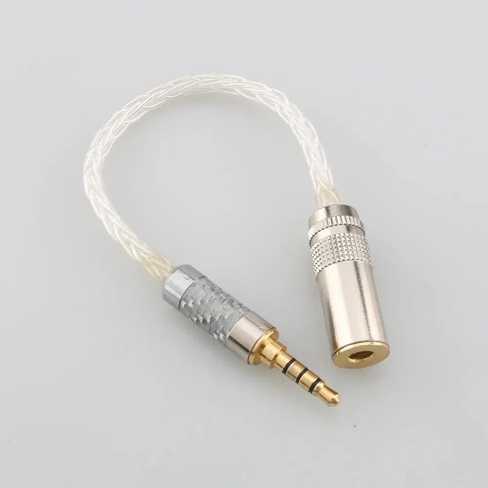 Various Length Plugs 8 Cores Pure 99% Silver Headphone Earphone Cable For 3.5mm XLR 6.5 2.5mm Male to 4.4mm Female