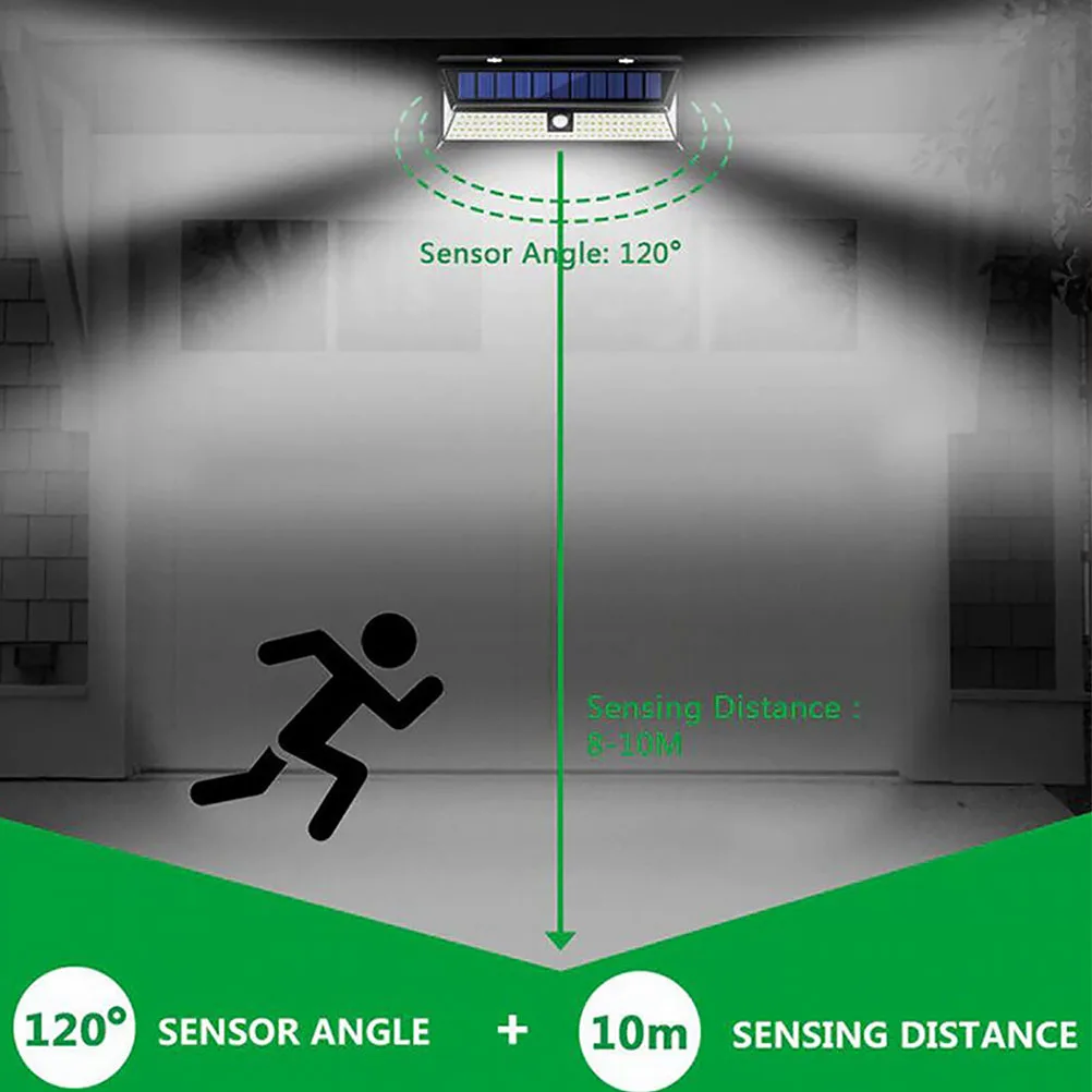 

118 LED Solar Powered Sensor Wall Light Cold White Outdoor Rustproof Heatproof Lamp for Garden Safety Lighting