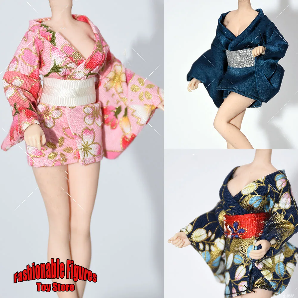 1/12 Women Soldier Yukata Haori Sexy Japanese Traditional Kimono Samurai Uniform Print Dress Fit 6