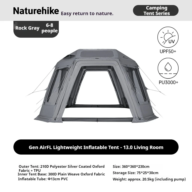 Naturehike Air FL Opblaasbare Tent 210D Outdoor Camping Zonnescherm Waterdicht Overnachthuis Combinatie Tent DIY Vistent