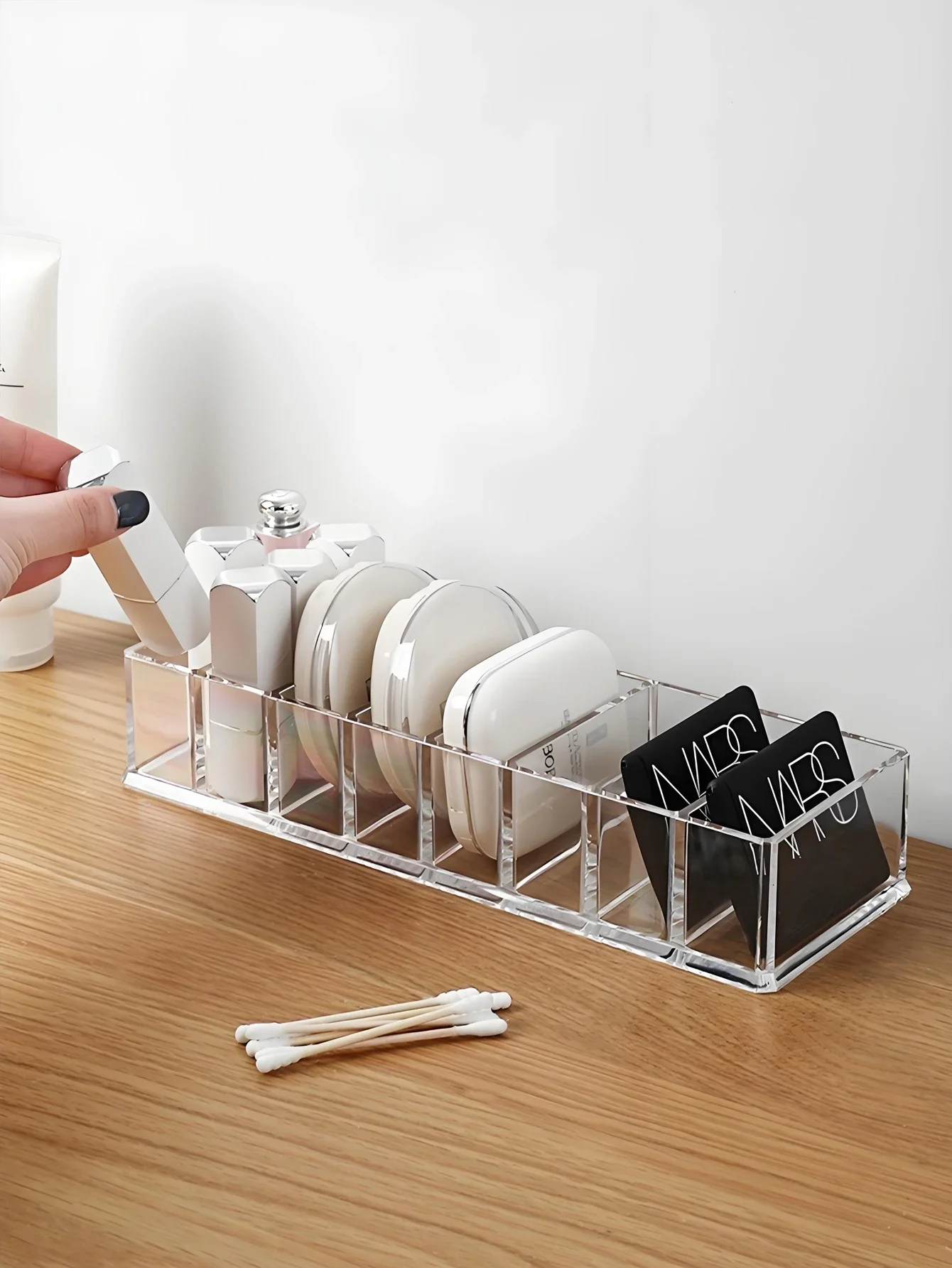 

Прозрачный настольный органайзер с 8 сетками, ящик для хранения косметики, офисный настольный держатель кабеля для зарядного устройства, линии передачи данных, аксессуары для телефонов