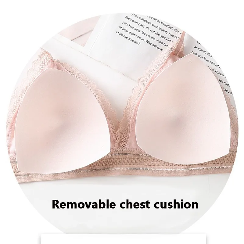 طقم حمالة صدر نسائية من الدانتيل الخلفي بدون حواف فولاذية كوب فرنسي مثلث مريح يغطي الصدر ملابس داخلية