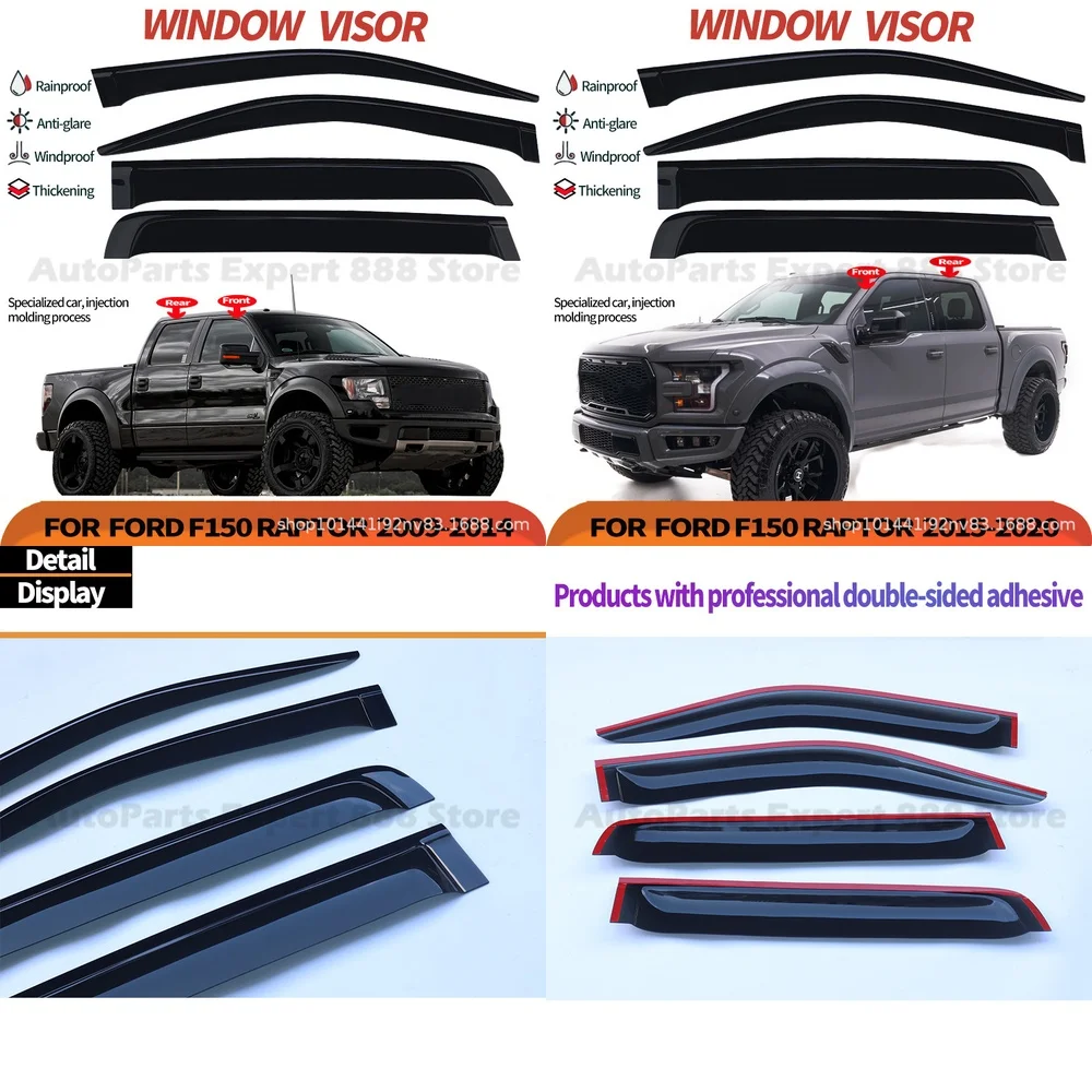 Visera para Ventana, Protector Climático para Ford F150, Accesorios para Automóviles, Protector de Lluvia, Deflector de Viento, Ceja para Parabrisas, Moldura de Toldo