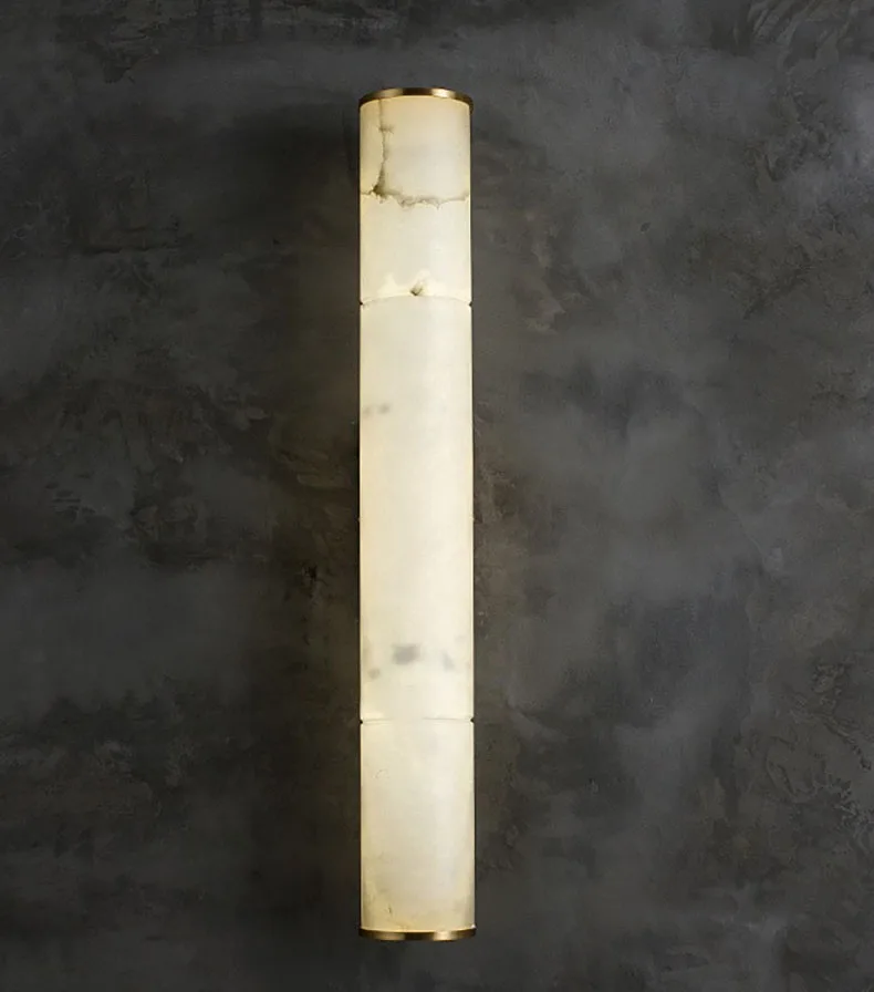 Cylindrical Natural Marble LED Wall Lights Copper