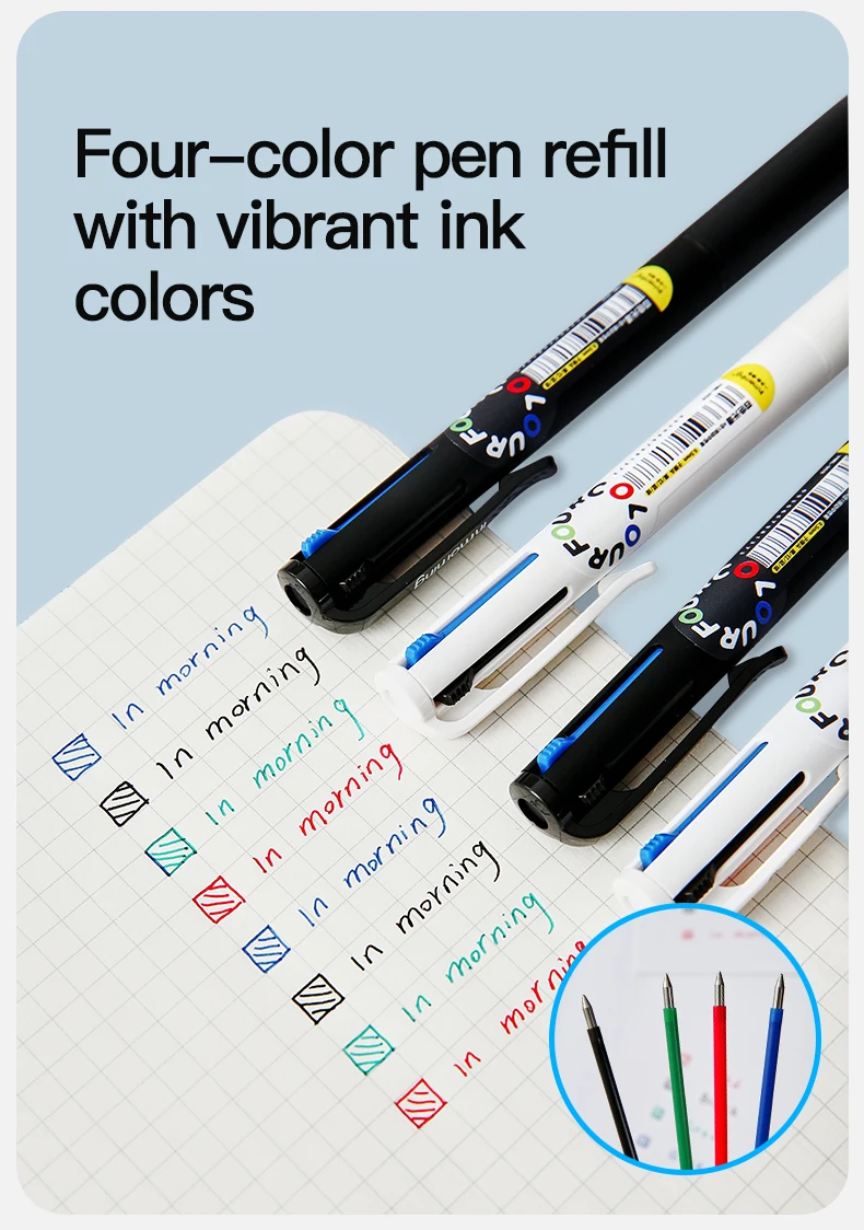 2er-Pack Spectrum 4-Farben-Klickstift - Mehrfarbiges Gelstift-Set, Glattes Schreiben für Büro & Studium, Kreatives Markierungs-Schreibwarenset – Detail 6
