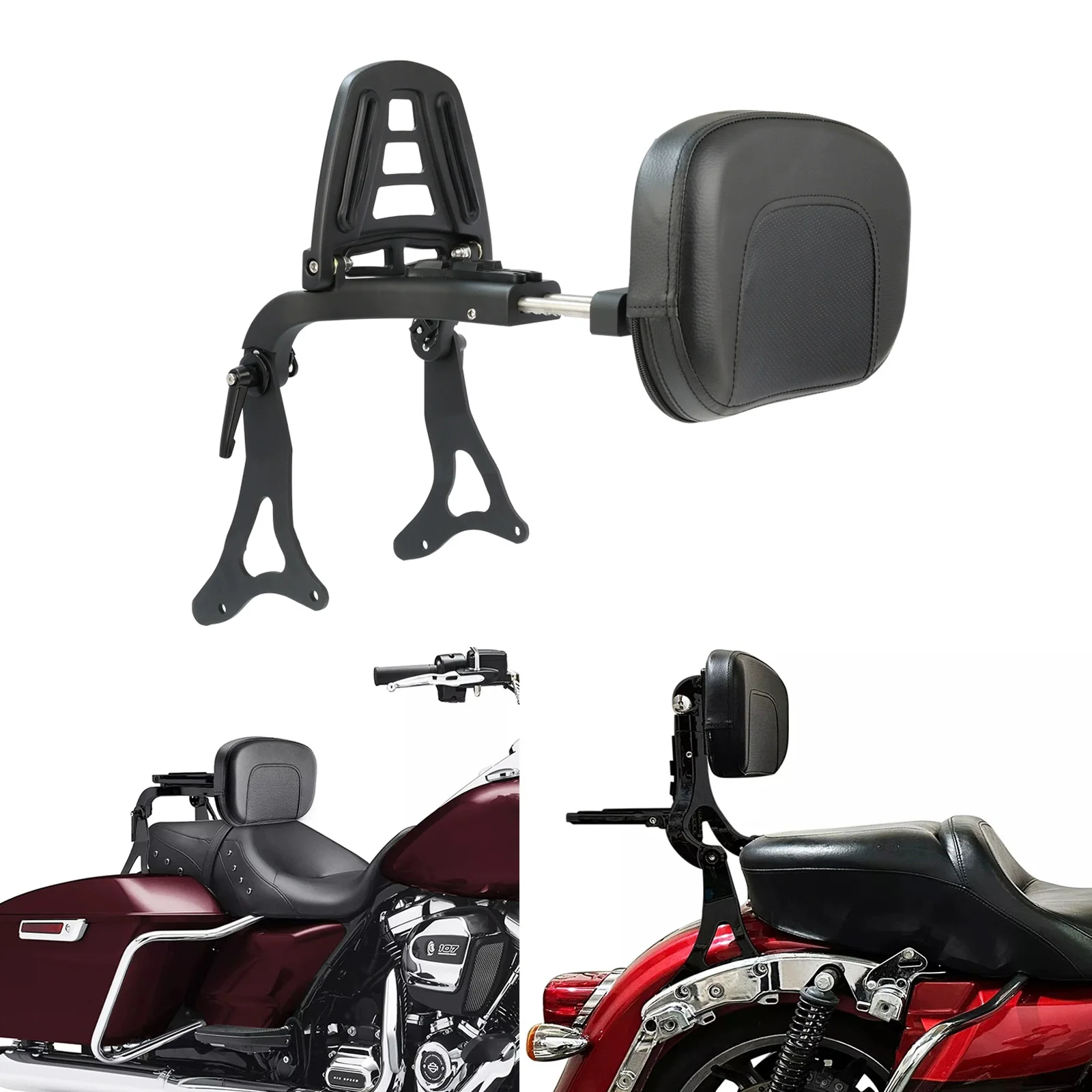 

For Harley Touring Road King Road Glide Street Glide Electra Glide 2014-2025 Motorcycle Rear Backrest Driver Passenger Sissy Bar