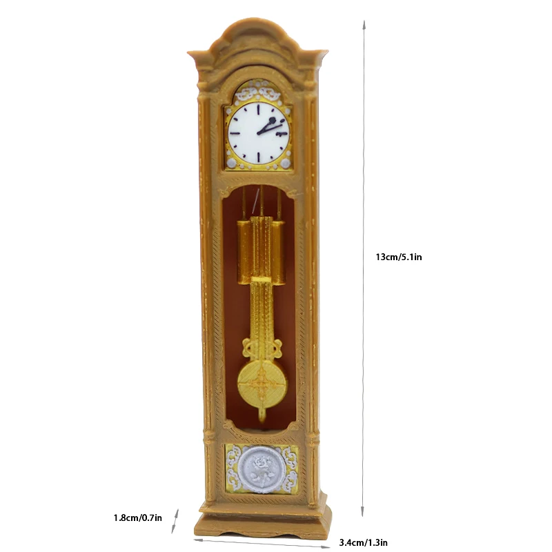 1/12 Retro Standing Clock Grandfather Clock Model Dollhouse Living Room Furniture Decoration Doll House Scene Ornament