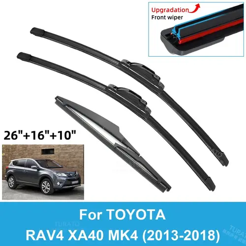 Imagen 1 del producto 3 uds limpiaparabrisas de coche para 2013-2018 TOYOTA RAV4 XA40 MK4 limpiaparabrisas trasero doble goma accesorios de coche 2016 2017 2018