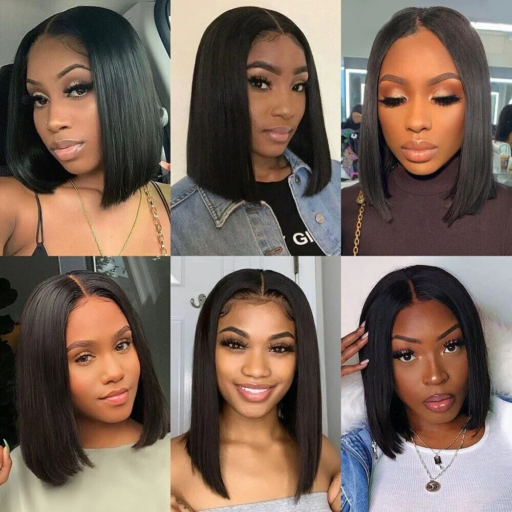 Short Bob Wig Transparent Lace Frontal Wigs Human Hair 100% Straight Natural Bob Wigs Pre Plucked 13x4 Lace Front Wigs For Women