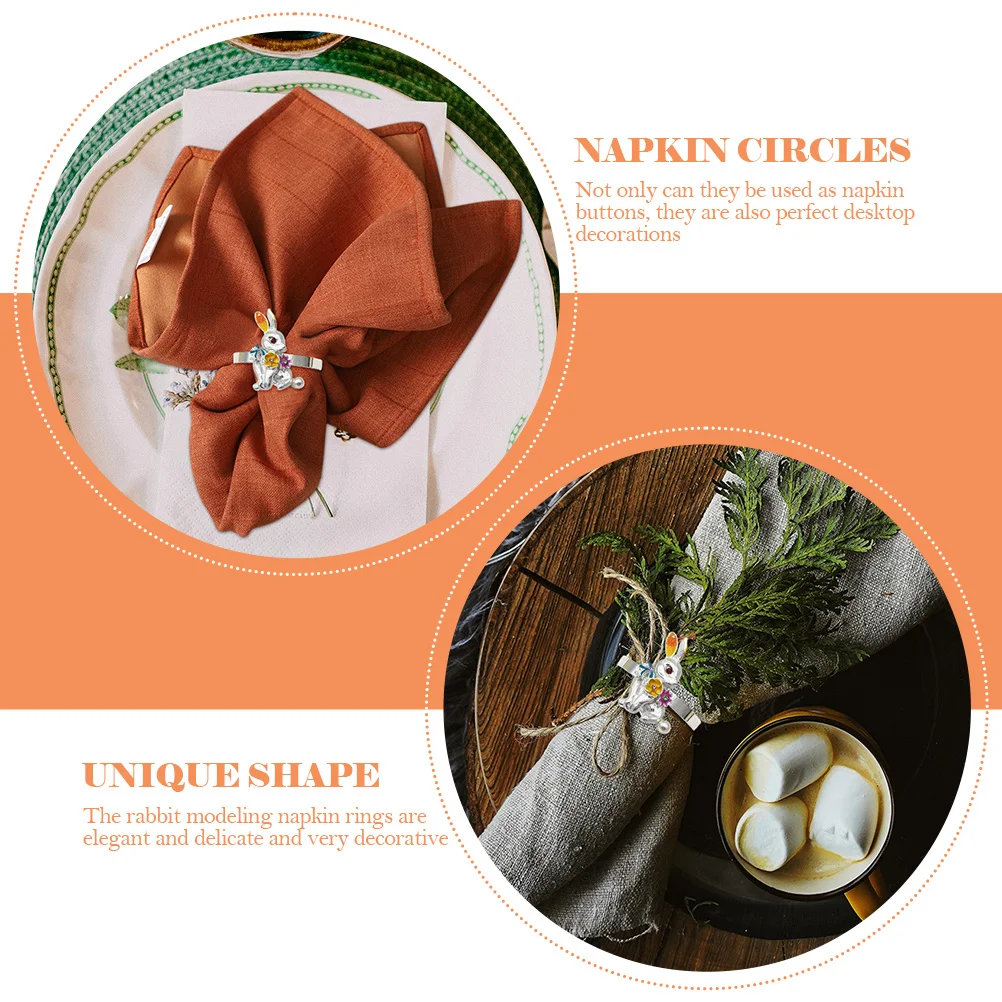 

6Pcs Rabbit Shape Napkin Buckles Alloy Napkin Rings Chic Table Decor Easter Wedding Birthday Party Supplies Easter Decors