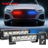 2PCS LED Police Lights for Car Grill Wireless Auto Stroboscopes Red Blue Automotive Led Strobe Light 12v Warning Flashing Beacon