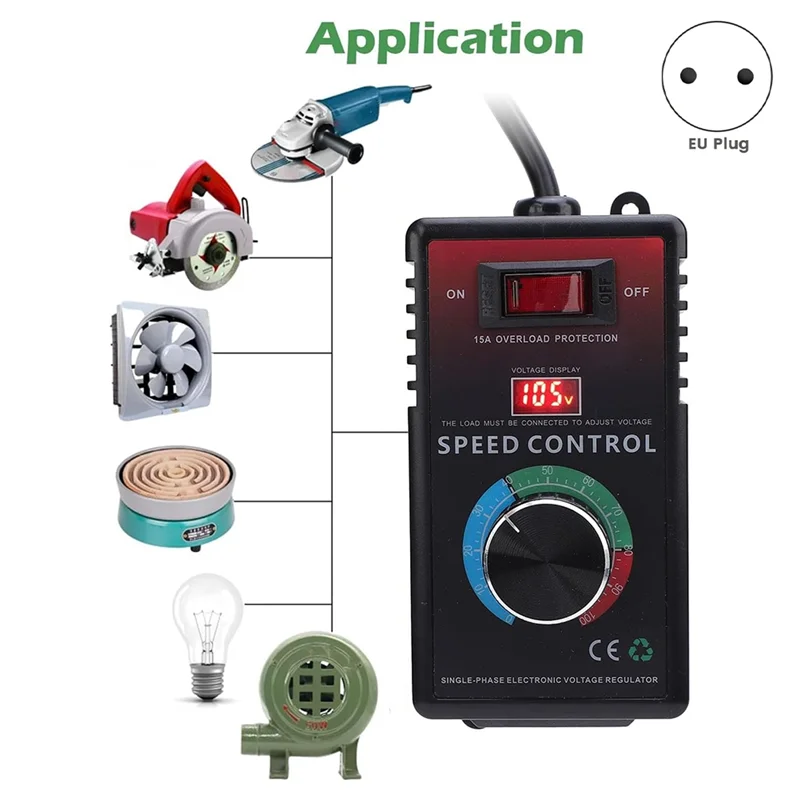 

Контроллер скорости двигателя AT63-AC, 220 В, 15 А, 4000 Вт, регулятор скорости вращения вентилятора, регулятор скорости с 3 уровнями скорости, вилка европейского стандарта