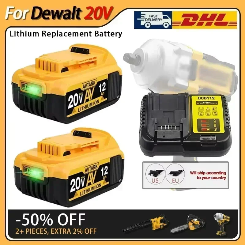 

12000mAh DCB200 20V Battery Compatible with dewalt power Tools 18V rechargeable electric tool Lithium batteries 20V 18Volt