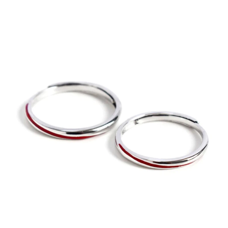 Sole Memory Creative Cute Red Line Couple 925 Sterling Silver Fine Jewelry Luxury Resizable Opening Female Ring RI598 - Image 5