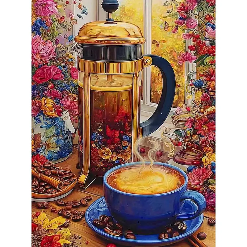 

RUOPOTY Coffee Painting By Numbers Picture Decorative Paintings Scenery Acrylic Paint For Adults Picture On Numbers