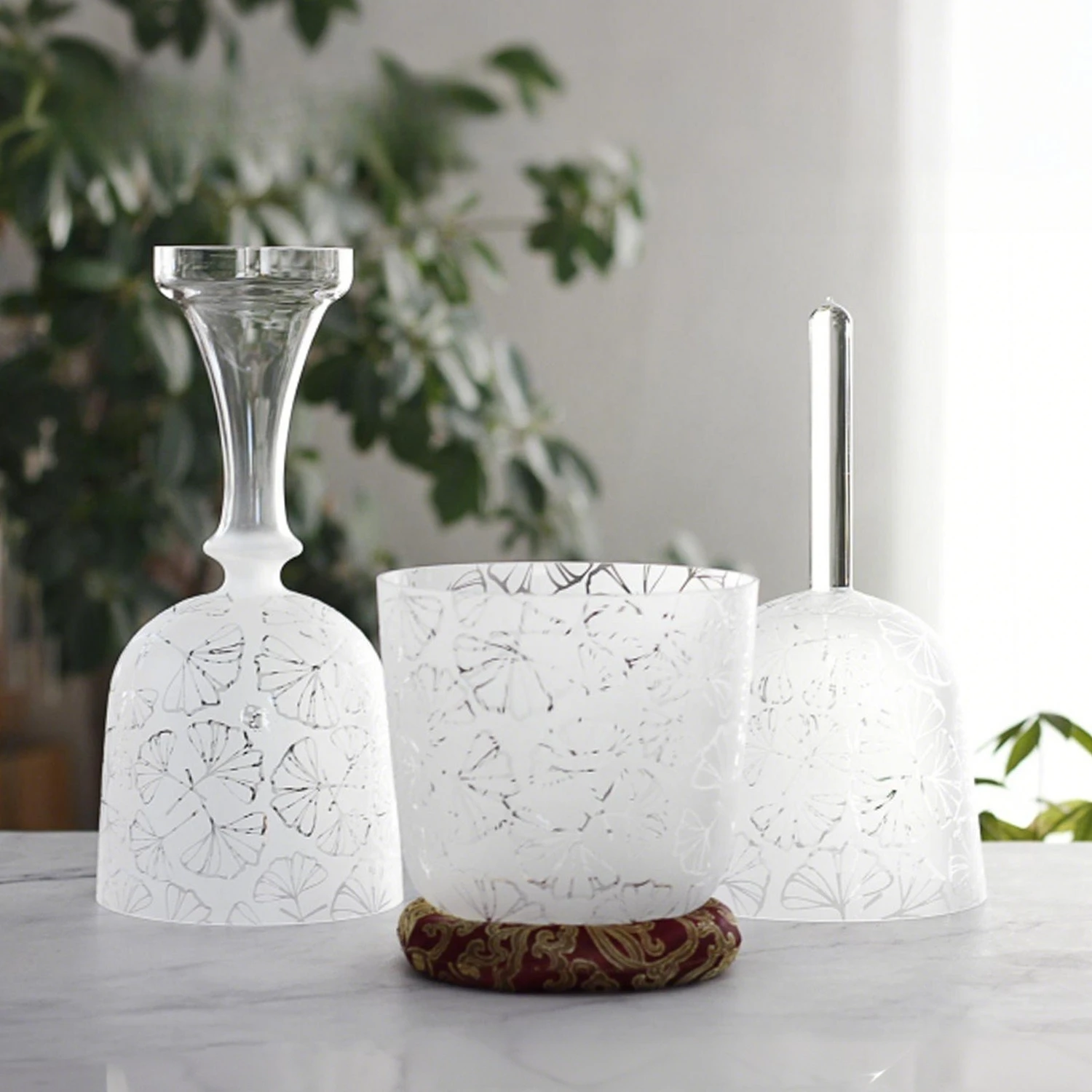 White matte sticker ginkgo biloba crystal holy grail handheld bowl music bowl decompression handheld meditation sound therapy