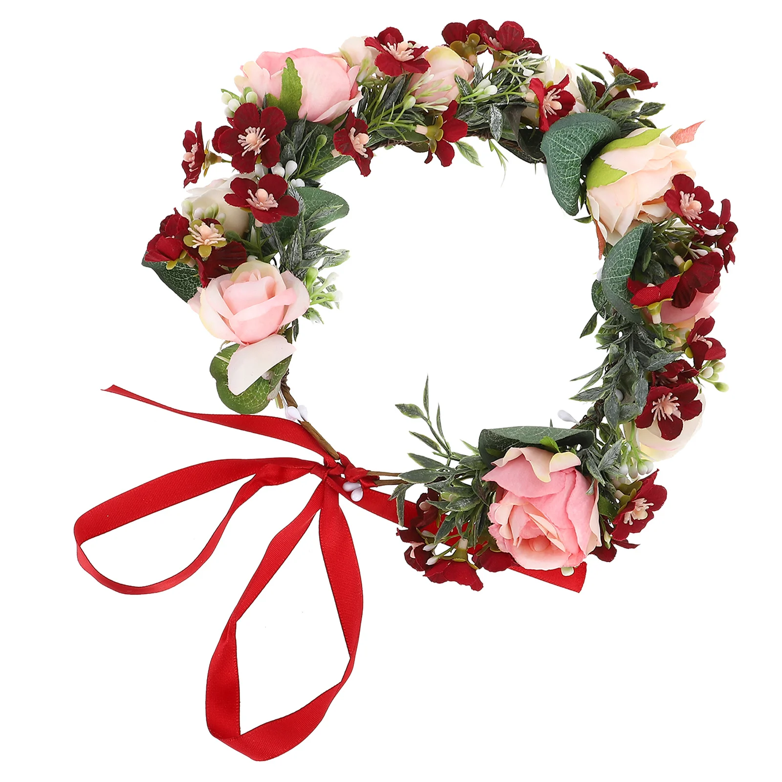 

Bridal Floral Crown Silk Cloth Hair Wreath Wedding Headdress Vacation Party Accessories Bridal Flower Headb