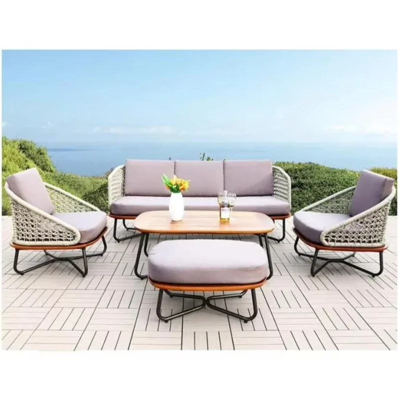 Swimming pool outdoor woven rope garden sofa cover