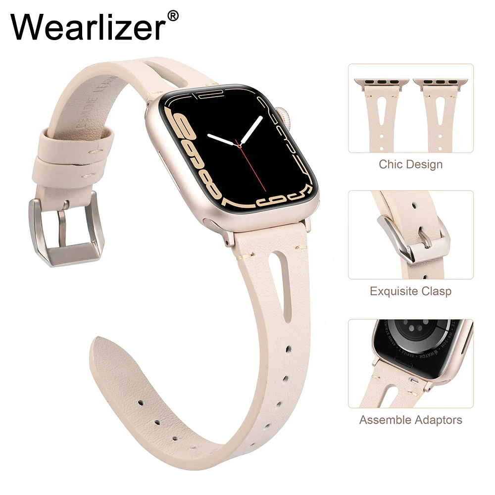 

Toyouths Leather Band for Apple Watch Band 45mm 38mm/42mm Elegant Women Replacement Bands for iWatch SE 9 8 7 6 5 4 3 Ultra 2 1