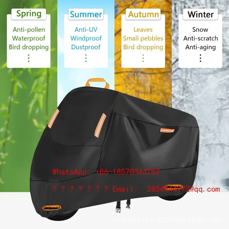 Motorcycle Rain and Sun Protection 210D Cover, Thickened Dust Cover with Built-in Anti-theft Buckle