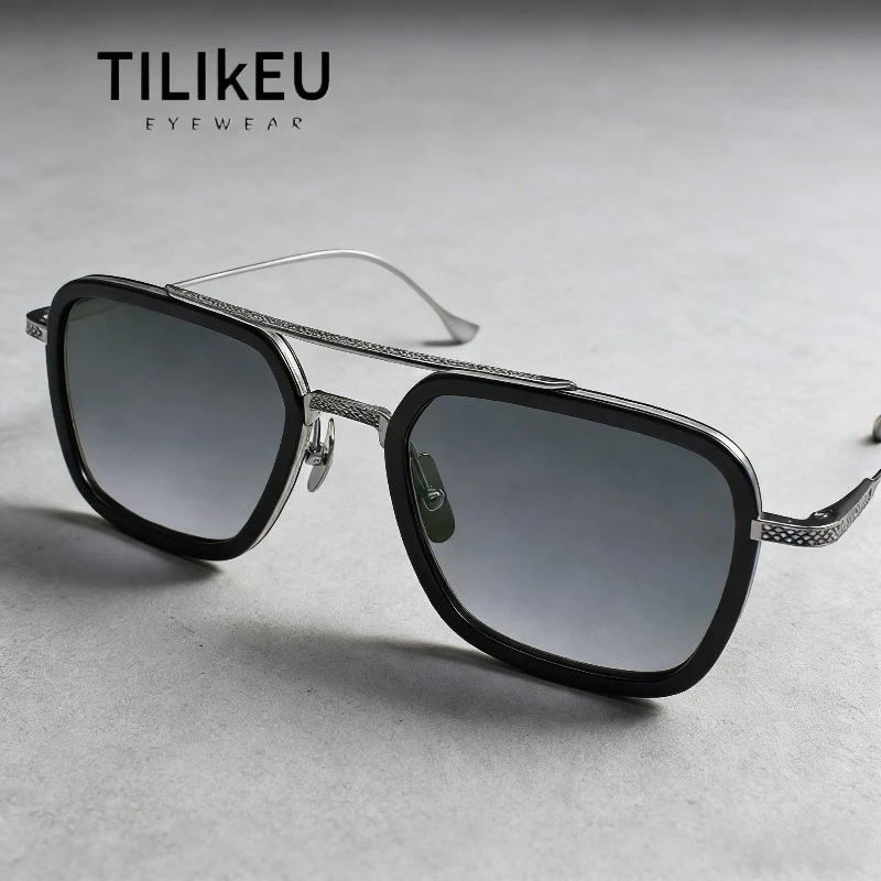 

Новые солнцезащитные очки-авиаторы с двойной перемычкой 006 из чистого титана, люксовые мужские градиентные очки для рыбалки и вождения, с защитой от УФ-излучения