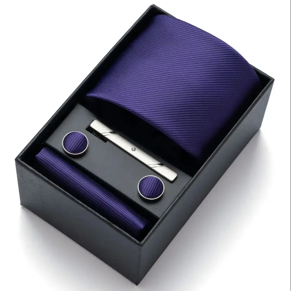 Klassisches, formelles Herrenkrawatten-Geschenkset in einfarbiger Ausführung, bestehend aus 4 Krawatten, ideal als Geschenk für Weihnachten, Valentinstag, Neujahr, Fa – Detail 3
